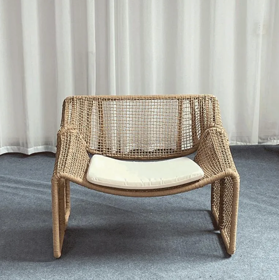 Modern Outdoor Rope Rattan Lounge Chair Set