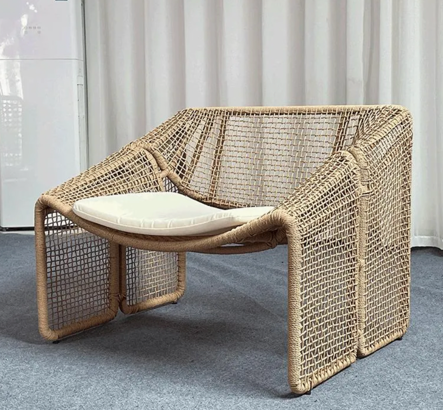 Modern Outdoor Rope Rattan Lounge Chair Set