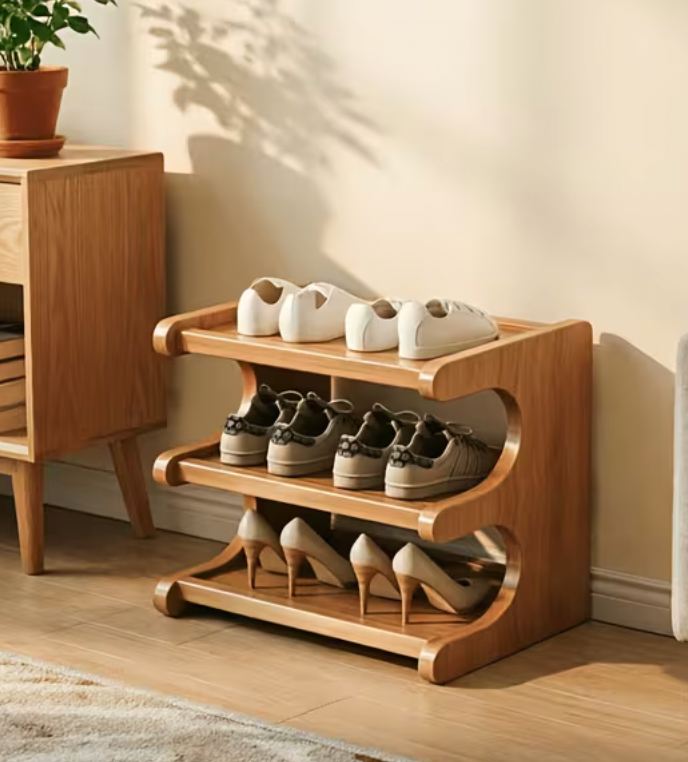 Compact Wooden Shoe Rack for Small Spaces