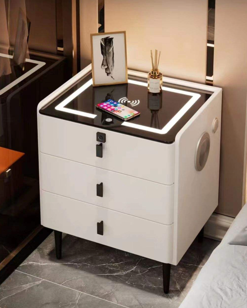 Modern Smart Nightstand with Wireless Charging