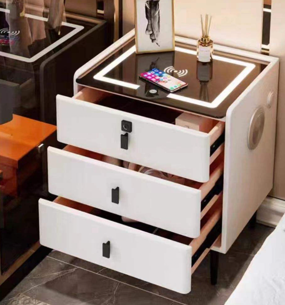 Modern Smart Nightstand with Wireless Charging